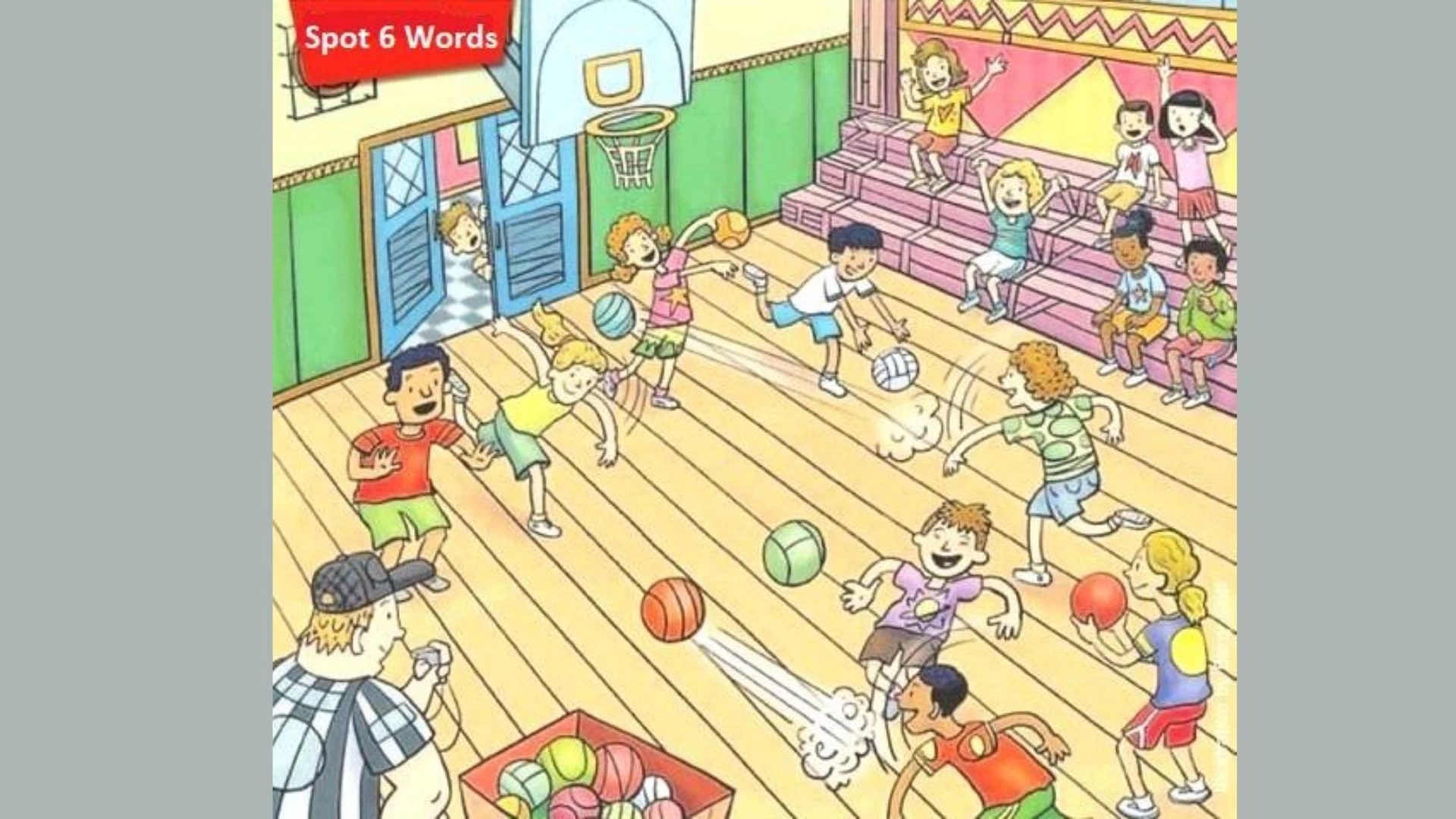 Können Sie die 6 Wörter, die im Bild des Basketballplatzes versteckt sind, innerhalb von 10 Minuten erkennen?