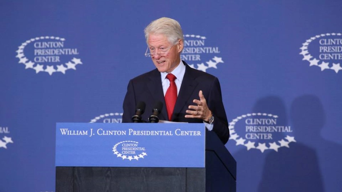 Bill Clinton captured during a speech.